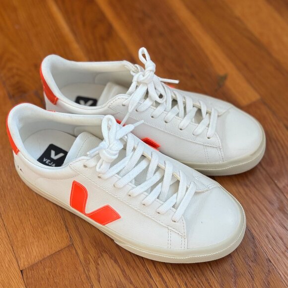 VEJA CAMPO LEATHER WHITE ORANGE - Picture 2 of 8